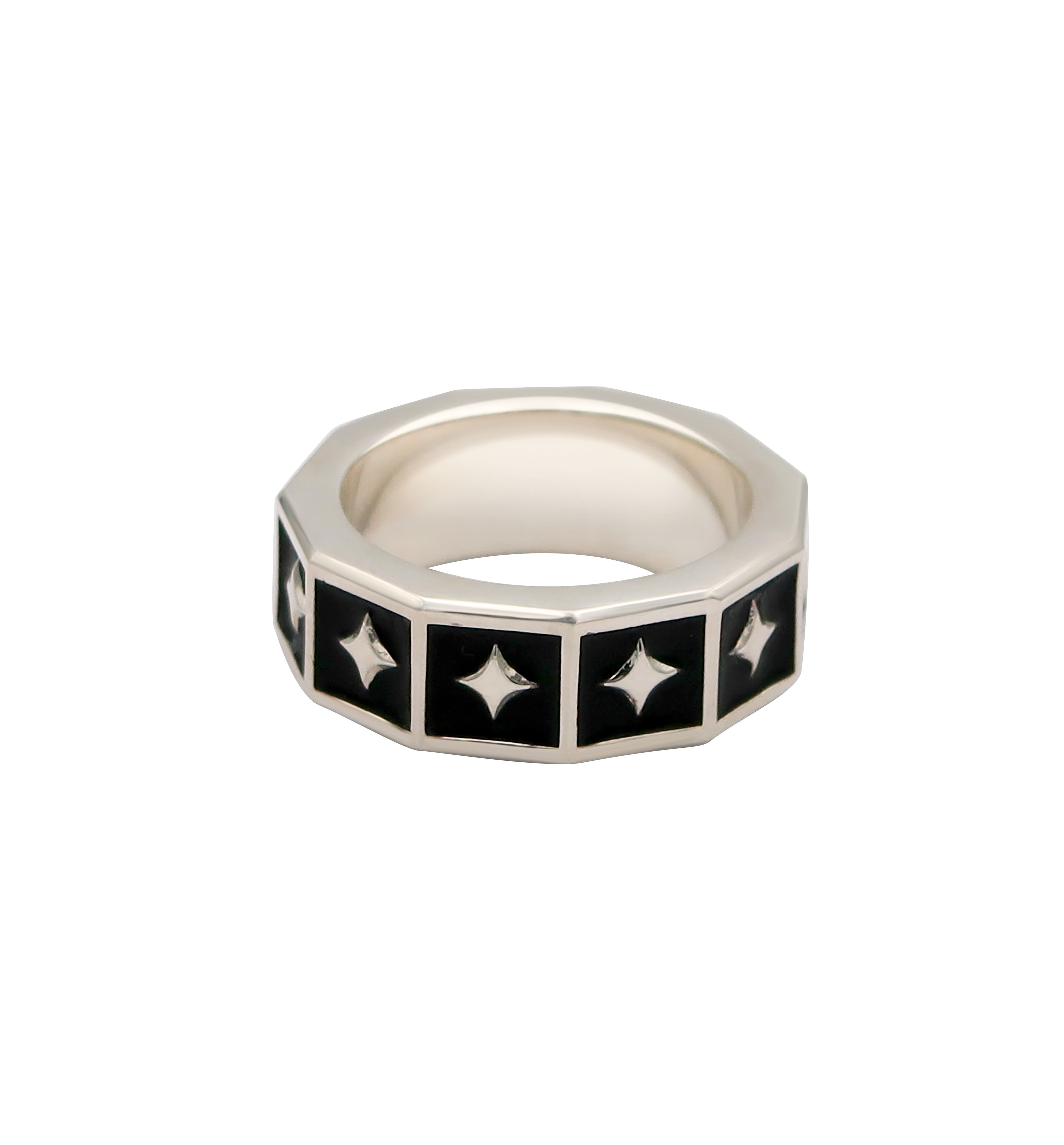 Black Enamel Star Ring