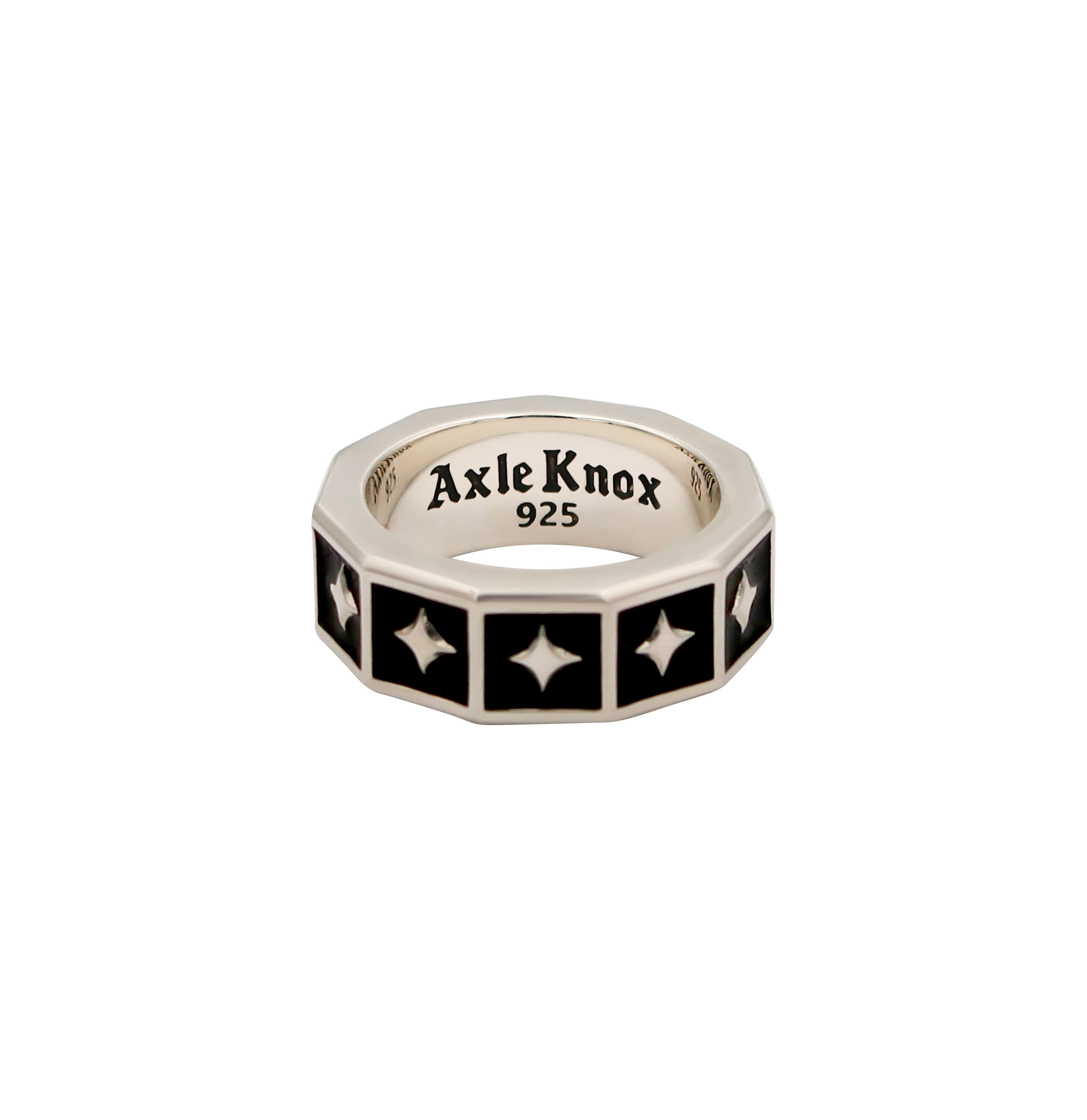 Black Enamel Star Ring - View 2