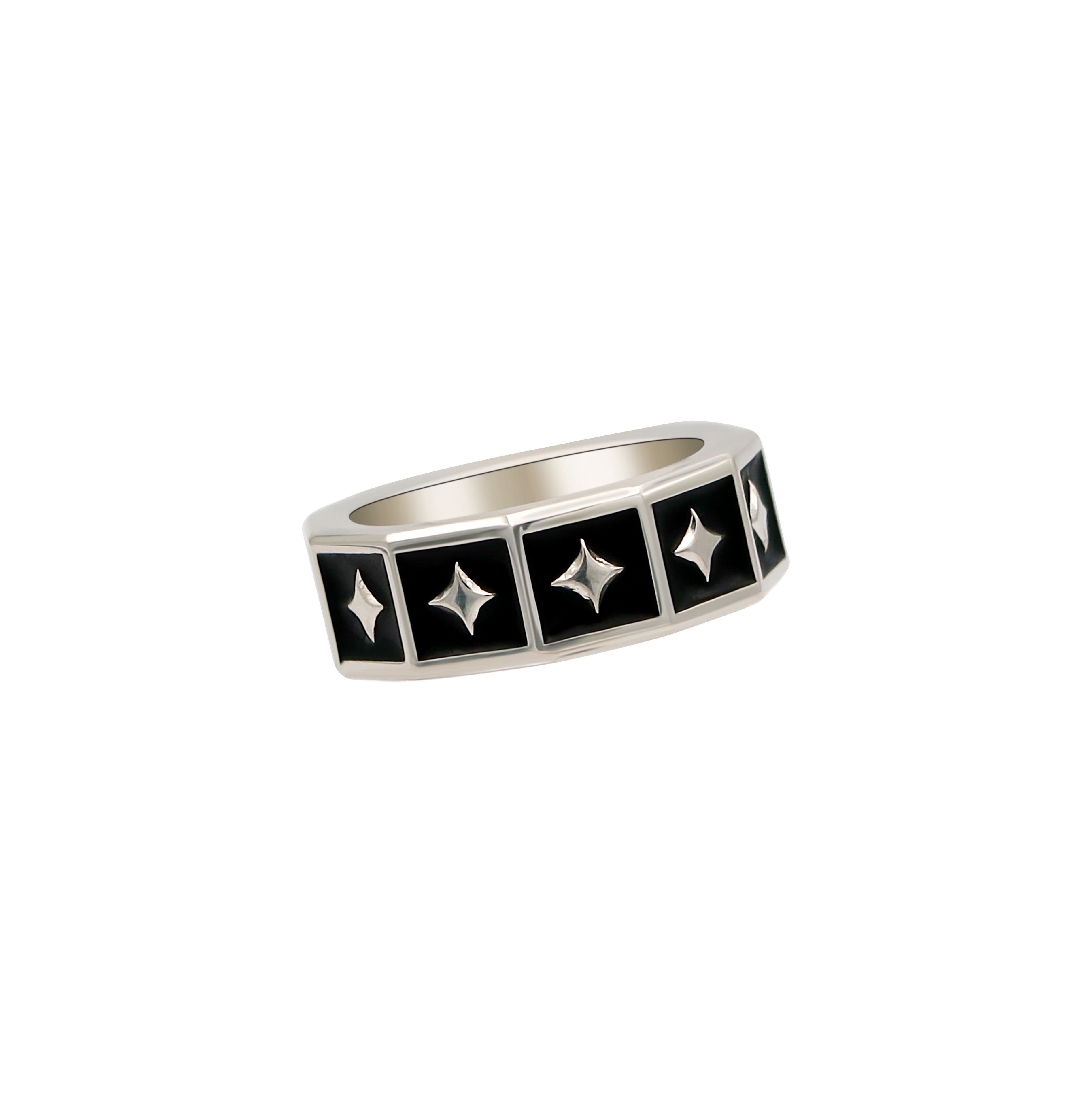 Black Enamel Star Ring - View 3