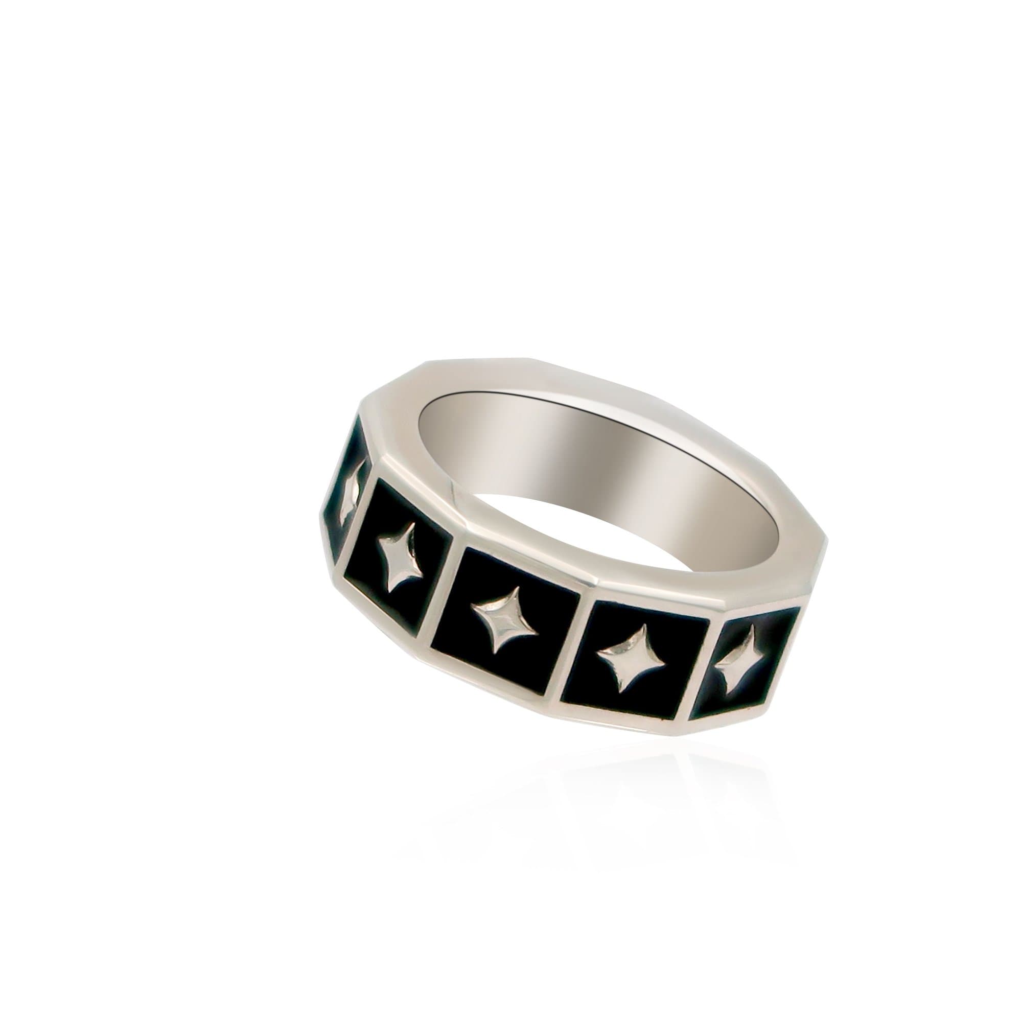 Black Enamel Star Ring - View 4