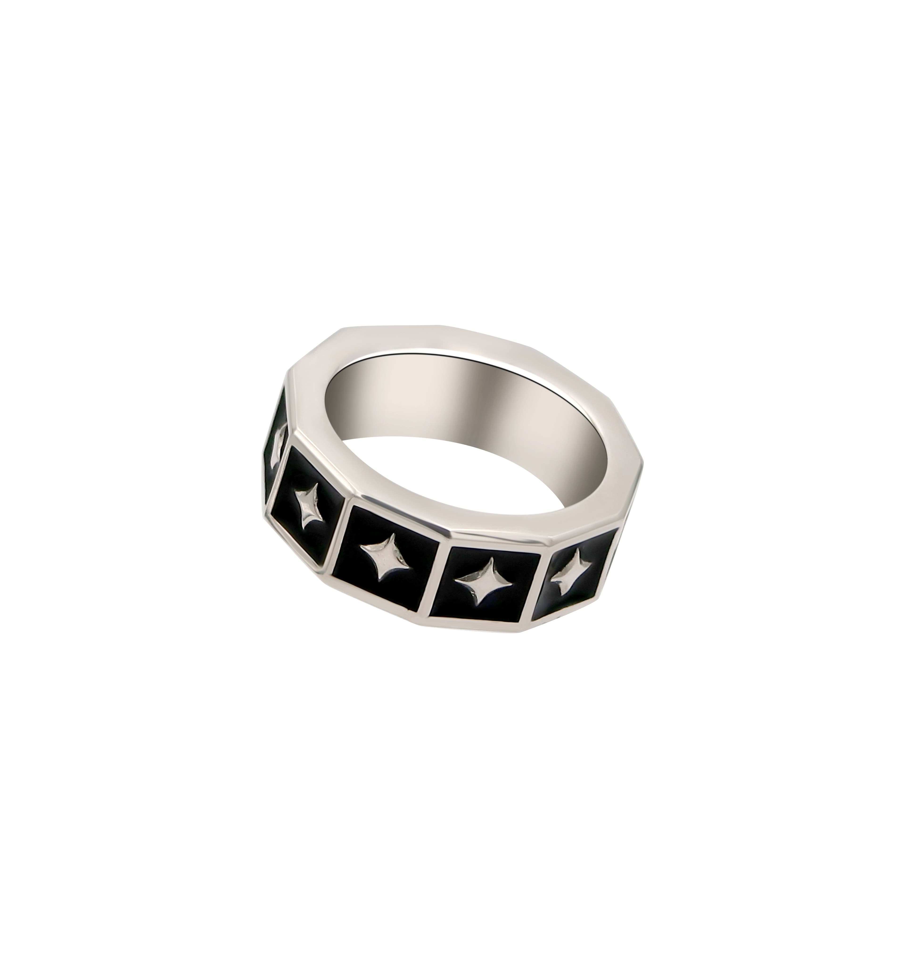 Black Enamel Star Ring - View 5
