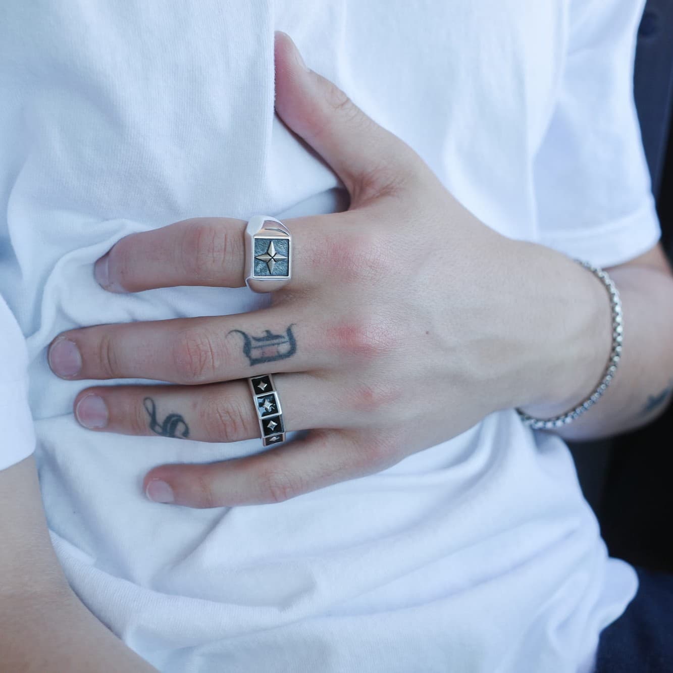 Black Enamel Star Ring - View 6