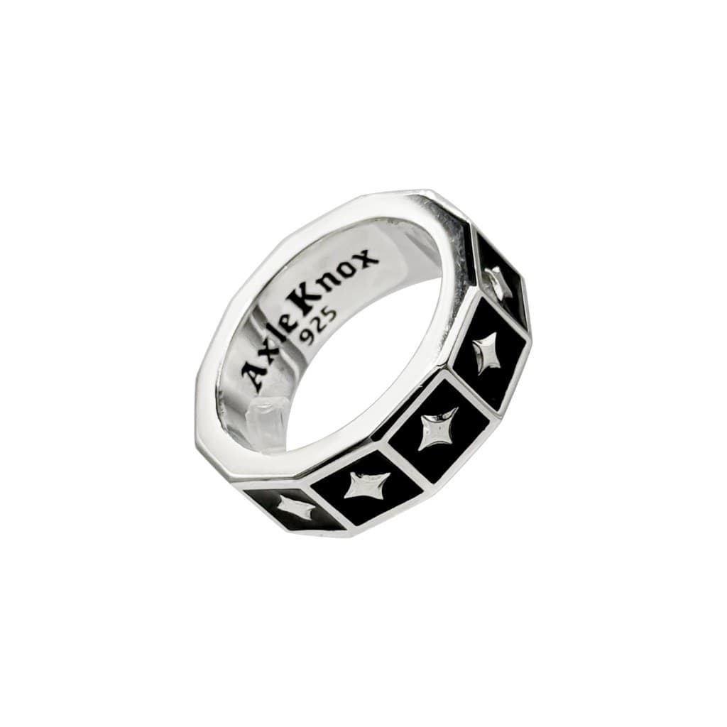 Black Enamel Star Ring - View 2