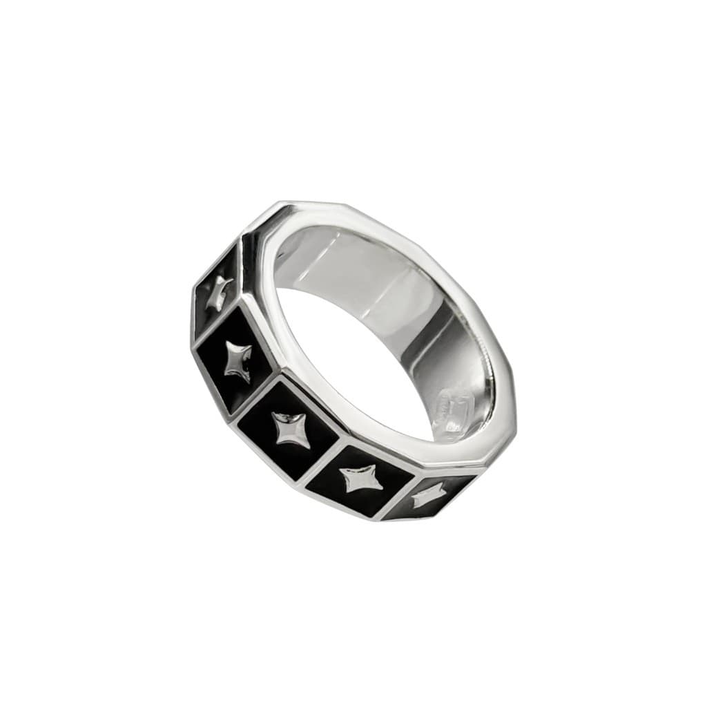 Black Enamel Star Ring
