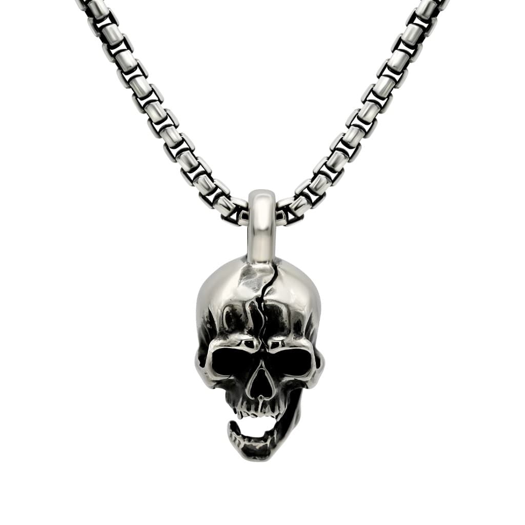 3mm Box Chain & Skull Pendant Set