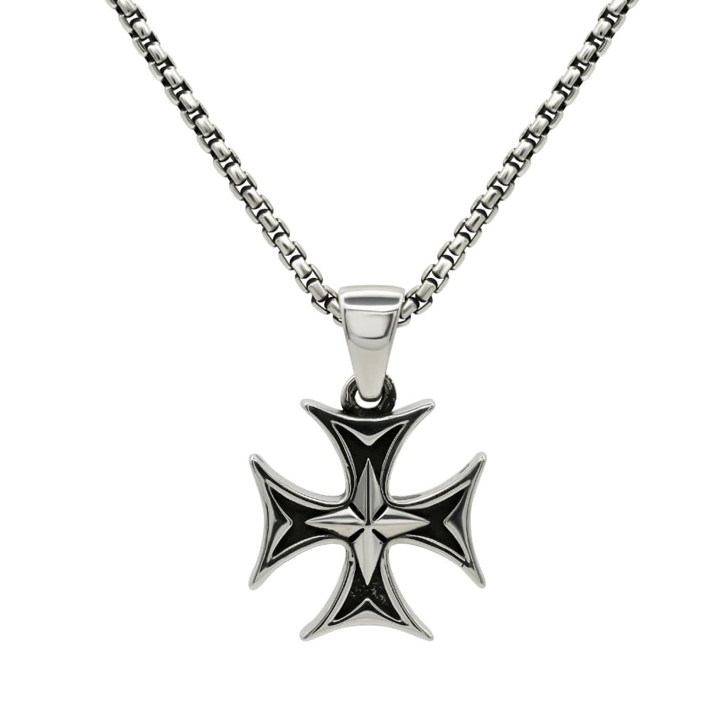 2mm Box Chain & Templar Cross Pendant Set